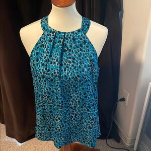 Blue Leopard Print Halter Top